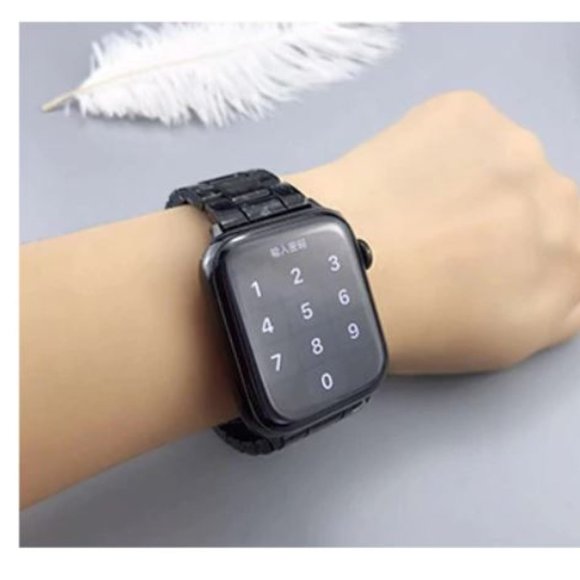 NEW Resin Black Marble Strap Band for Apple Watch - Picture 4 of 4